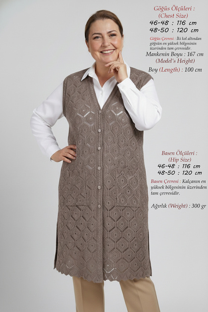 Women's Plus Size Knitwear Spring Summer Long Mercerized Mother's Thin Dark Mink Vest
