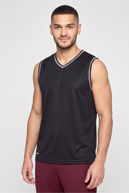Men Sportswear Fit Sleeveless Basketball Vest, Black
