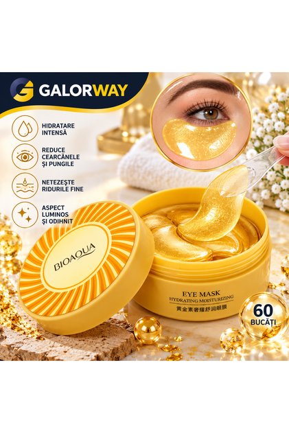 Plasturi Hidrogel pentru Ochi cu Aur Coloidal 24K, Hidratare Intensă, 60 bucăți
