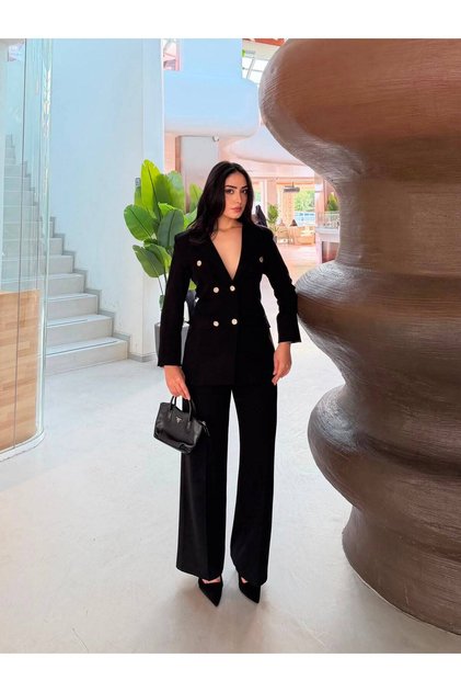 Female Clothing Mulberry Buttoned Blazer Jacket Stretchy Trousers Stylish Women's Suit