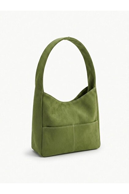 Süet Kadın Shopper Omuz Çantası – Yumuşak Form Vintage Model