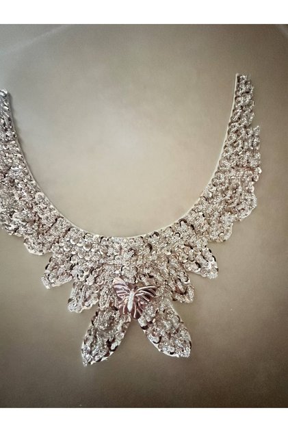 Gold Yellow Sequin Embroidery Collar Applique 22X8 cm