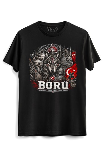 Moon Star Wolf Printed T-Shirt – 100% Cotton Turkish Motif Premium Dtg Print T-Shirt