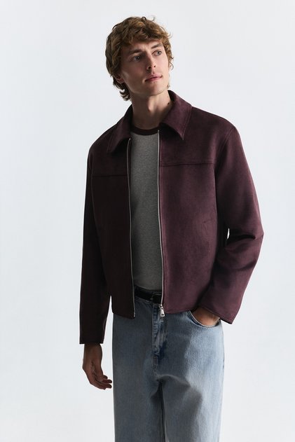 Faux Suede Boxy Fit Coat