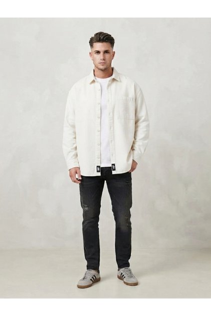 Men's Gabardine Fabric Oversize Shirt