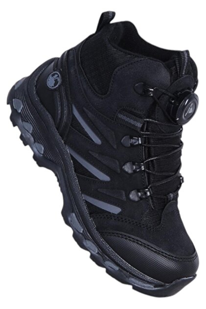 2299 Black Smart Lace-Up Boys' Boots with Fur Inside