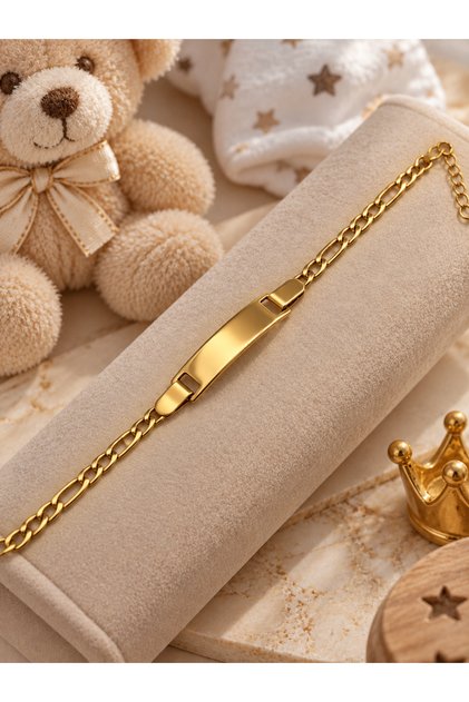 Kişiye Özel İsim Yazılı Bebek, Çocuk Künyesi – Gold Renk Bileklik