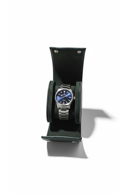 Single Watch Box with Snap Closure Leather Watch Protection Case Khaki