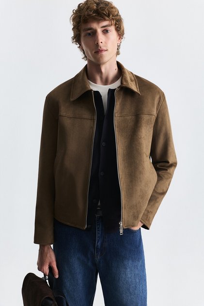 Faux Suede Boxy Fit Coat