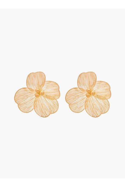 Gloo Gold Tone Floral Stud Earrings with Pushback Closure