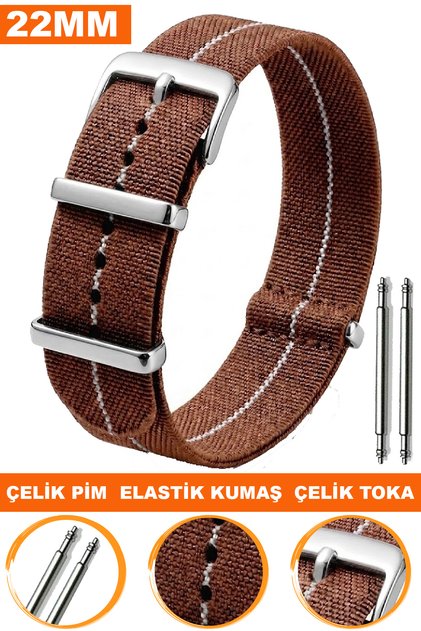 22mm Elastic Fabric Nato Textile Watch Band Strap N39Tld-Kw