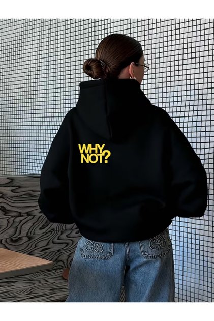 هودي نسائي فاخر مطبوع من الخلف من Why Not، مصنوع من خيطين، مقاس كبير