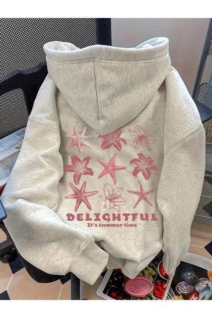 Delightful Printed Premium Hooded Oversized 2 Thread Count Oversize Sweatshirt Hoodie for Unisex Women
