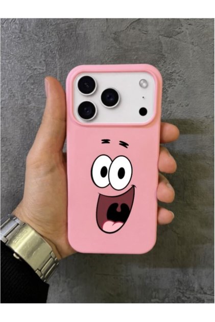 iPhone 17 Pro Max - 18 Pro Max Compatible Patrick Star Face Expression Printed Pink Case