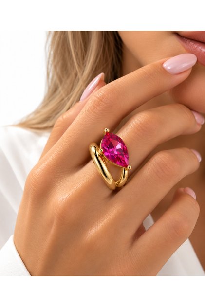 Swa Style Pink Zircon Stone Gold Color Women's Ring