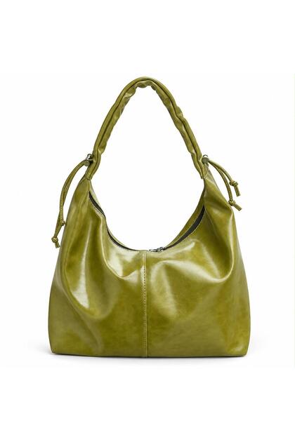 Romy Drawstring Strap Detailed Patent Leather Women's Shoulder Bag