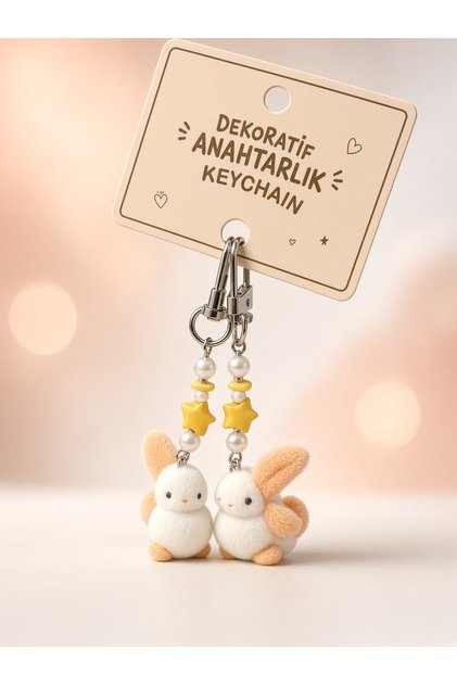 Plush Furry Couple Cute Animal Assorted Charm Keychain Comes in Pairs of 1.