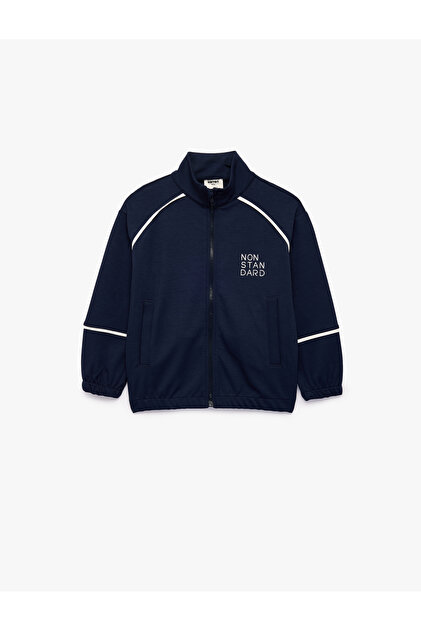 Long Sleeve Stand Collar Zippered Sweatshirt with Pockets
