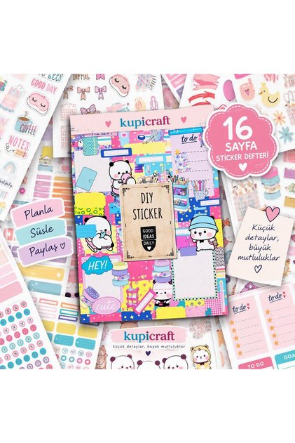 16 Sayfa Girl Power Sticker Defteri- Ajanda - Scrapbook - Journal - Planner