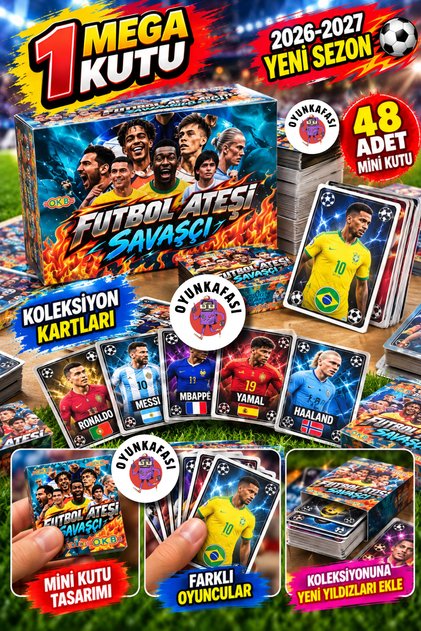 48’li Futbol Ateşi Savaşçı 2026-2027 Yeni Sezon Futbolcu Kartları – 1 Mega Kutu 48 Mini Kutu