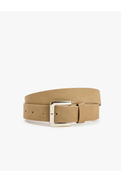 Suede Look Belt with Metal Buckle