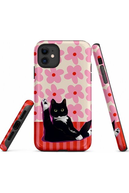iPhone 11 Compatible - Florist Cat, Double Layer Cover, Glossy Surface Protective Case