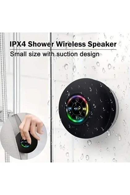 Boxă Bluetooth Rezistentă la Apă pentru Duș, cu Iluminare LED și Ventuză