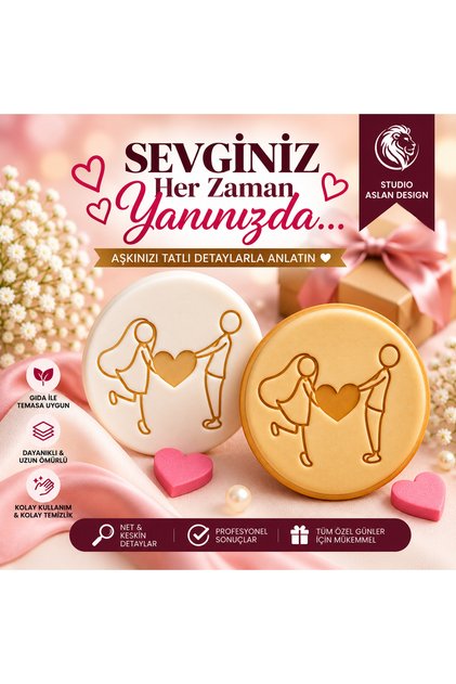 Heart-Shaped Lover Couple Sugar Paste and Cookie Mold | Couple Holding Hands Love Themed Stamp | Valentine's Day Anniversary Special Mold for Your Spouse