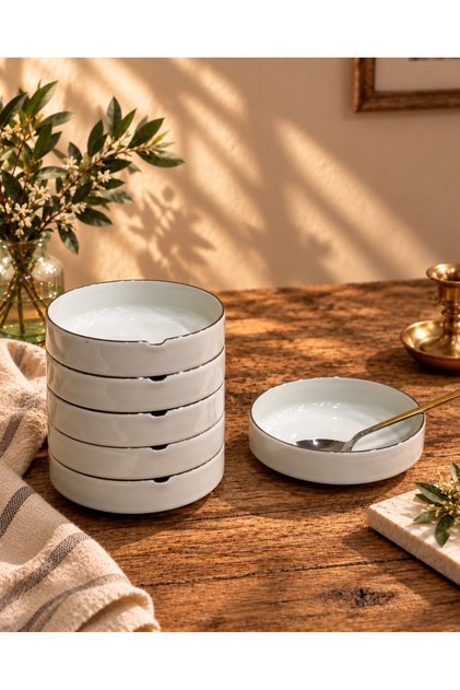 Set of 6 Porcelain Dali Platinum Soup Bowls