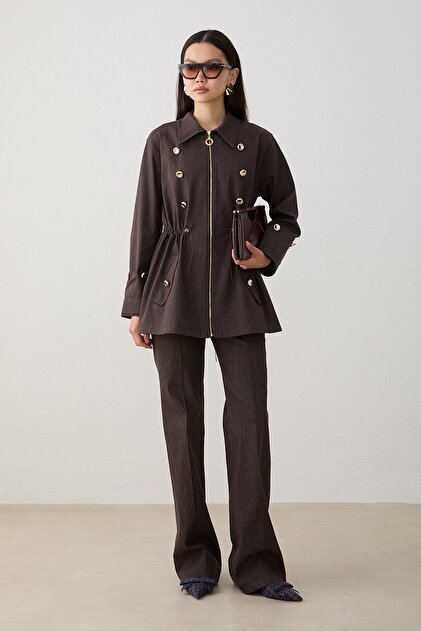 Gold Buttoned Denim Set