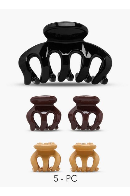 Gloo Pack of 5 Curved Hair Clamp with Slotted Design