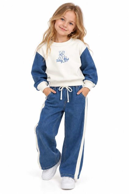 Girl's Detailed Denim Style Set 0834