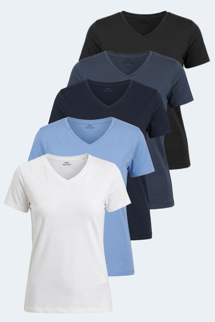 Pericas 5-Piece Set Women's Black - Ecru - Anthracite - Blue - Dark Gray T-Shirt