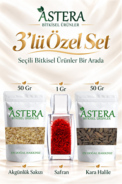 50 Gr Günlük Sakızı + 50 Gr Kara Halile + 1 Gr Orjinal Safran ( İran Safranı )