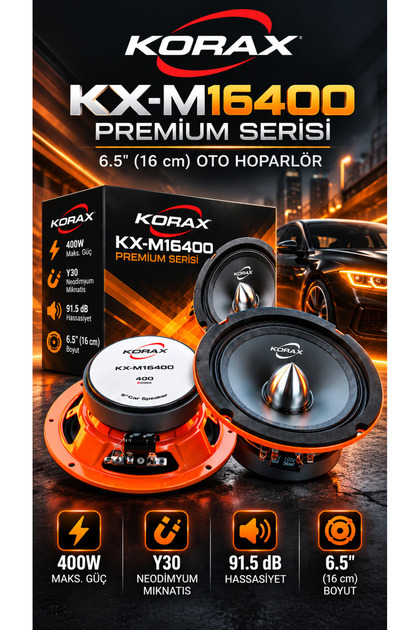 KX-M16400 400W 16 cm Oto Hoparlör Takımı (2 Adet)