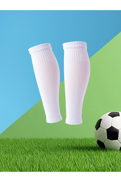 M/L WHITE 2 Packs Men's Grip Soccer Socks and Football Leg Cover, Non-Slip Leg Shin Guards Cover for