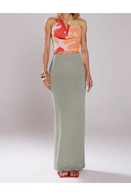 Fustă maxi, verde