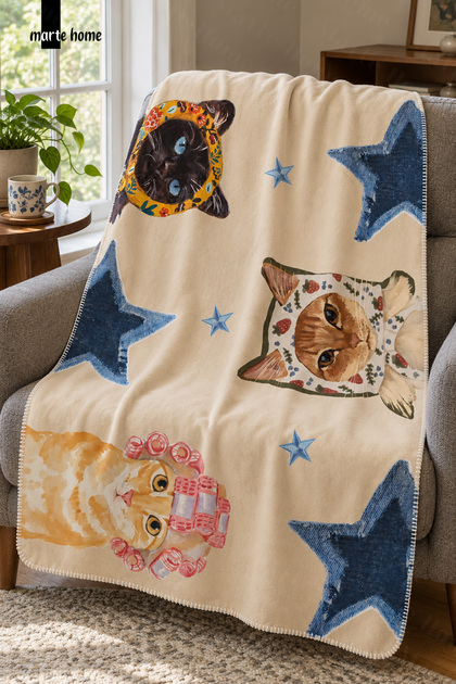 Cats - 100X170 cm Colorful Patterned Single-Sided Digitally Printed Fleece Tv Blanket