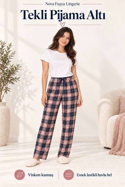 Women's 100% Viscose Single Mixed Color Patterned Pajama Bottoms - (Breathable Fabric)