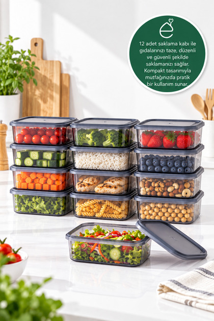 12-Piece Storage Container Set – Transparent Food Storage Containers with Lids, Kitchen and Refrigerator Organizer Set