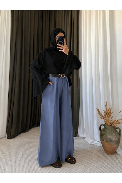 Skirt Pants with Pockets - Indigo