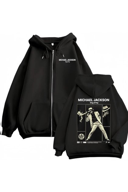 Mj Michael Jackson Printed 3 Thread Zipper Cardigan Embroidered Oversize