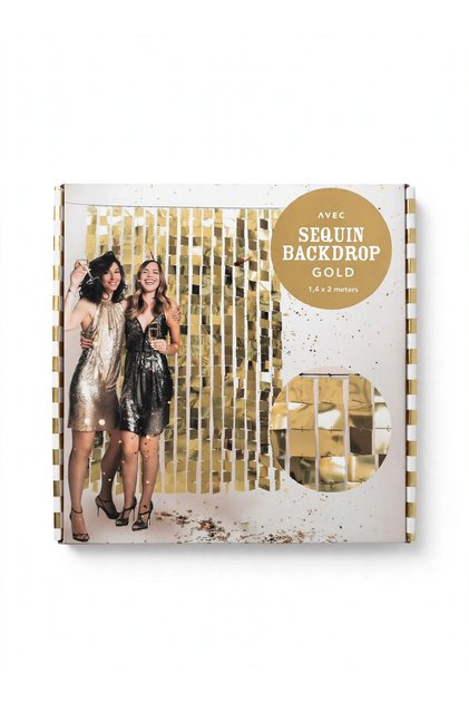 Perdea Aurie Paiete Dreptunghiulare 1.4x2m - Fundal Foto Petrecere, Shimmer Wall Gold