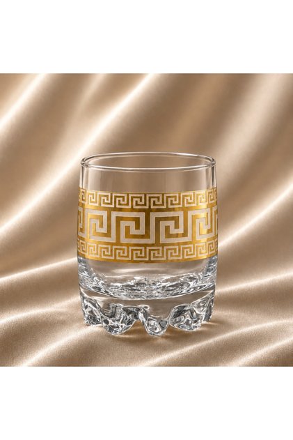 Set de 6 pahare de sticlă Royalty Home, 200 ml, cu decorație aurie, design elegant
