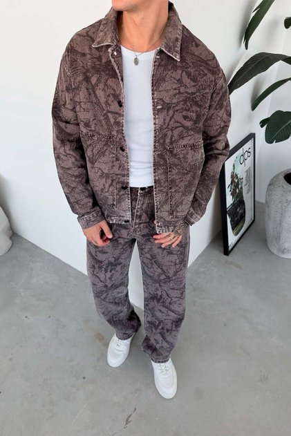Brown Premium Printed Denim Suit