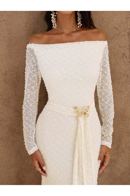 Rochie maxi, crem