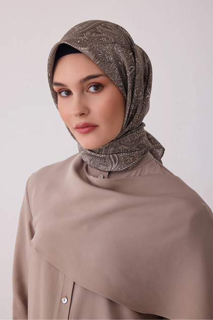 Ethnic Patterned 100% Twill Silk Scarf 4404D