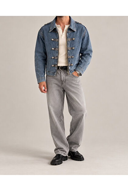 Military Buckle Denim Jacket