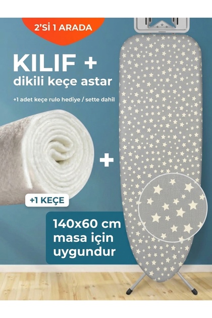 Dikili keçe astarlı evrensel ütü masası kılıfı +1 KEÇE İÇERİR