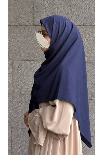 Premium Jacquard Huma Large Size Scarf - Navy Blue